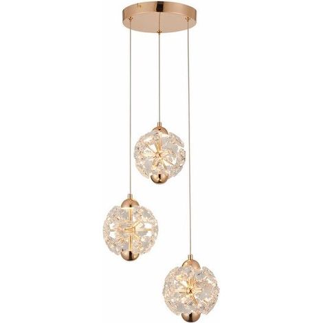 Suspension glamour Meduza 3 lumières laiton LED Ø31 (1/2)