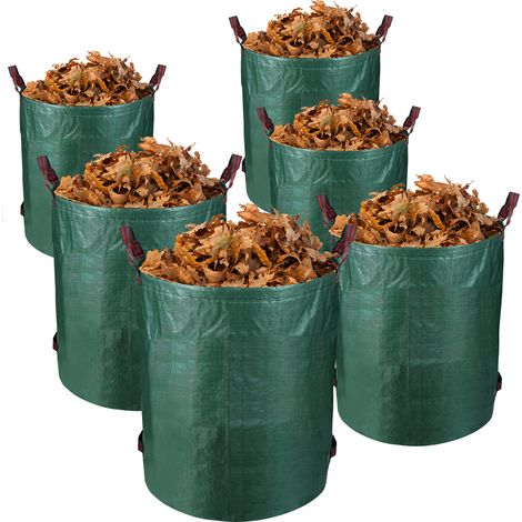 Randaco 6X sacchi da giardino Sacchi per foglie Sacchi per rifiuti da giardino con manici 272 L (1/5)