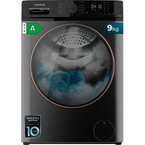 Lave-linge de chargement frontal acier de 9 kg de capacité, 1400 tr/min, classe a, vapeur max, moteur inverter plus, 15 programmes, onsmart, logique floue, lavage en douceur, stop&go, caoutchouc an (1/5)
