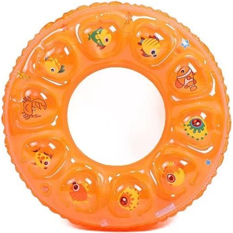 Bouée gonflable double couche orange et épaisse pour enfants, anneau en cristal, jouet de natation double air pour la taille (1/2)