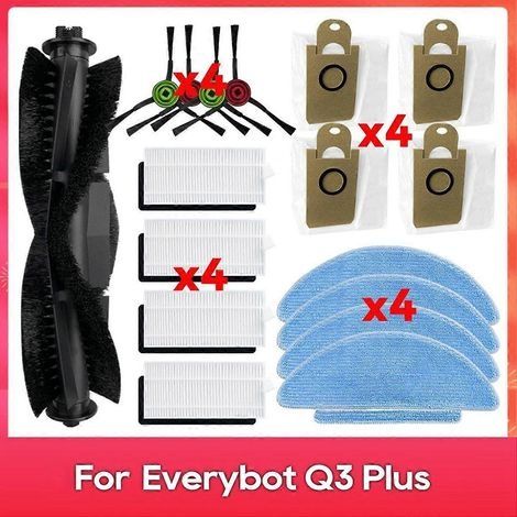 Pièces de rechange et accessoires pour Everybot Q3 / Q3 Plus : brosse principale, filtre HEPA, chiffon de nettoyage, etc. (1/5)