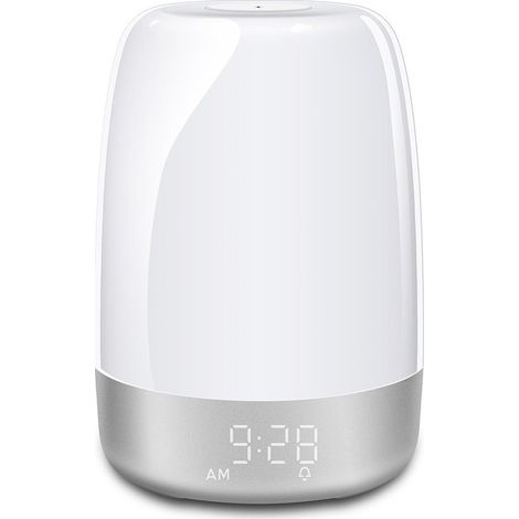 Longziming - Lampe de réveil - Réveil lumineux - Veilleuse avec alarme et fonction lever de soleil - Éclairage d'ambiance multicolore - Veilleuse LED à intensité variable - Rechargeable par USB - Réve (1/5)