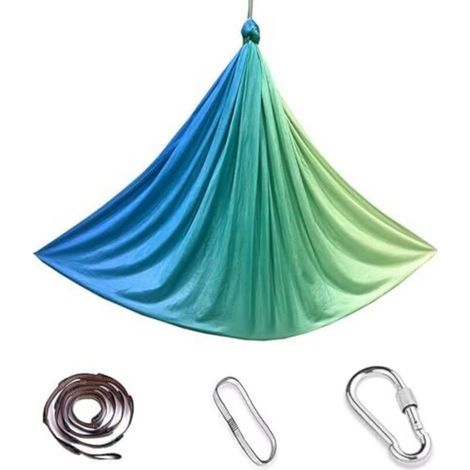 Aerial yoga hammock, 200 kg maximum load, Full Body (blue/green, 150 x 280 cm) (1/4)