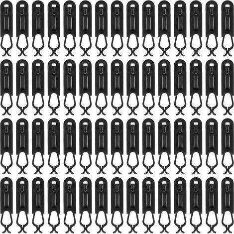 Beyamis Lot de 60 clips pour guirlandes lumineuses de Noël, en plastique souple et étanche, petits crochets noirs pour décoration de sapin. (1/5)