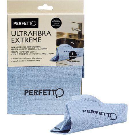 Perfetto Extreme Mikrofasertuch für Stahl und Glas - 32x36 cm - Blau - 0264E