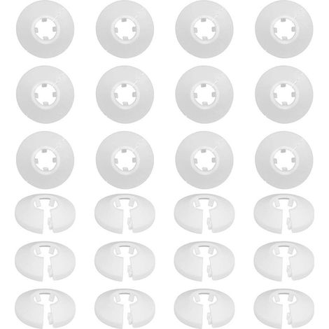 24 Pcs Colliers de Pipe en Plastique pour Tuyau Rosace Ronde Blanche Diamètre de 16 mm Cache-Tuyau pour Radiateur Chauffage Plomberie Couvercle de Trou Mural Sol pour Robinet Tuyauterie (1/5)