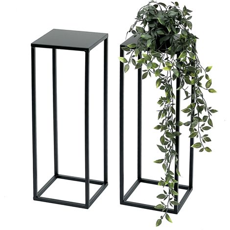 2x DanDiBo Blumenhocker Metall Schwarz 50 cm Blumenständer 96315 S Beistelltisch Blumensäule Modern Pflanzenständer Pflanzenhocker