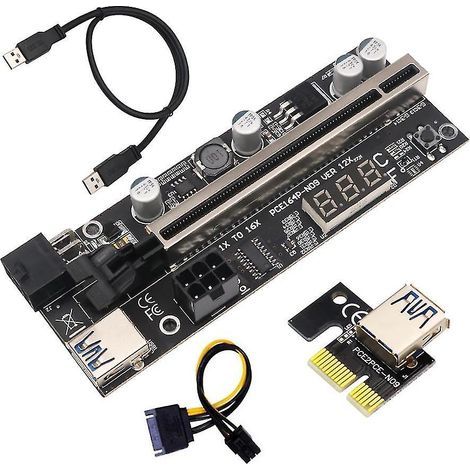 Adaptateur PCI Express 1x vers 16x pour GPU, rallonge SATA USB 3.0 haute vitesse (1/4)