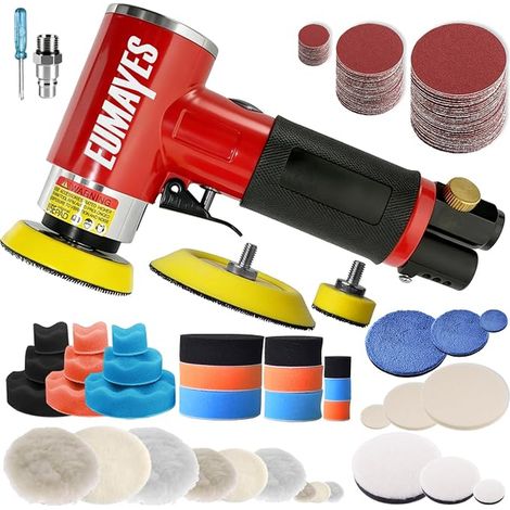 Mini Polisher, 25mm, 50mm, 75mm, Eccentric Compressed Air Sander, Small Air Sander with Abrasive Paper, Polishing Pad for Polishing and Sanding (1/4)