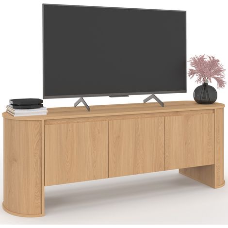TV-Möbel 140 cm DIVIA 3 Türen in Buchenholzoptik abgerundetes Design