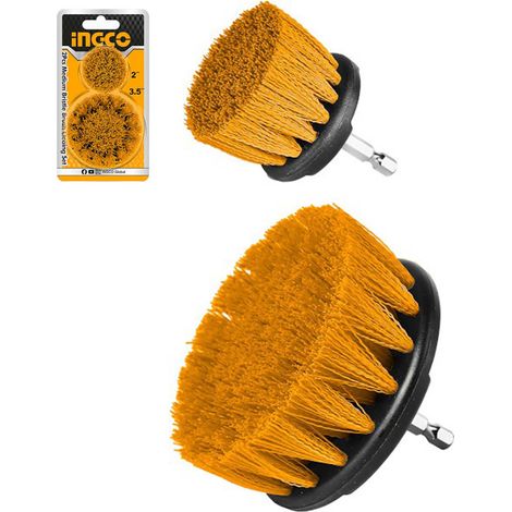 SET 2 SPAZZOLE SETOLA MEDIA DA 5 E 9 CM PER TRAPANO - PULIZIA LAVAGGIO - INGCO WCBM2235 (1/4)