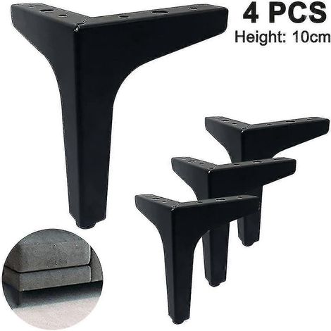 Pieds de meubles en métal, 4 pieds de table/pieds d'armoire en métal en forme de losange et de triangle, pièces de rechange à monter soi-même, adaptés aux armoires, canapés et étagères, 15 cm, noir. (1/5)