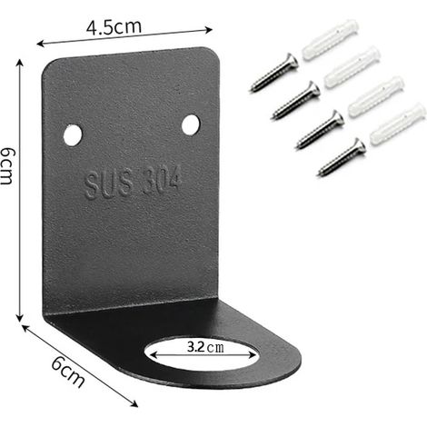 (hook-black-500ml) Flacon distributeur de savon noir mat pour douche, rechargeable pour shampoing, après-shampoing et gel douche, avec étiquette en bois (1/5)