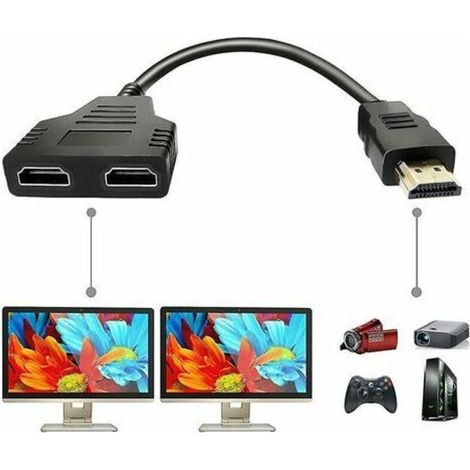 Hdmi Splitter Adaptateur Cable Hdmi Splitter 1 In 2 Out Hdmi Male (1/5)