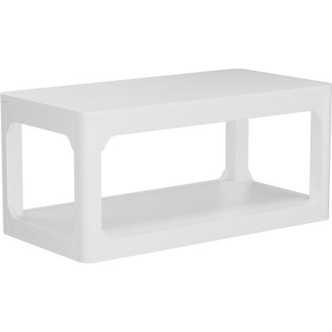 Mesa de centro blanca de 100 cm con doble estante, MDF, 100 x 50 x 44,5 cm (1/5)