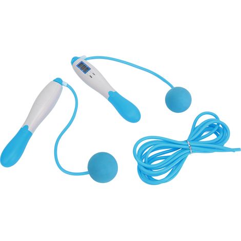 Corde à sauter sans fil avec compteur, 4 modes réglables, câble en acier, équipement de fitness pour l'exercice, bleu (1/5)