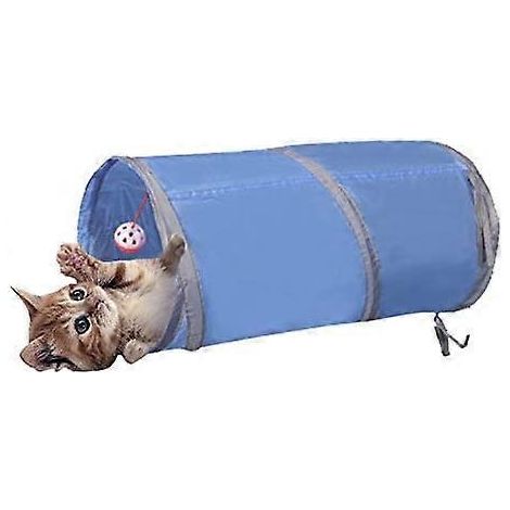 Labyrinthe interactif pliable et léger à 5 tunnels en tissu froissé avec pompon et clochettes pour chat, petit (1/5)