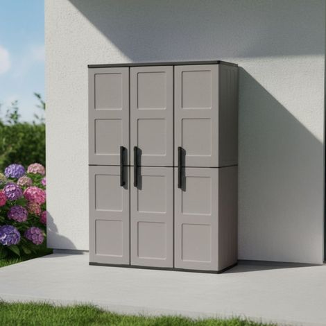 Dmora – Armoire de jardin 3 portes 3 niveaux en polypropylène – Dimensions 102x37x163 cm – Résistante aux intempéries et aux UV – Made in Italy - 102x37h163