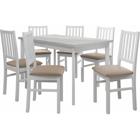 Conjunto de mesas y sillas para comedor Victorville 264, Blanco, 78x80x140cm, Diámetro: 0, Número de asientos: 4, Estilo: Contemporary
