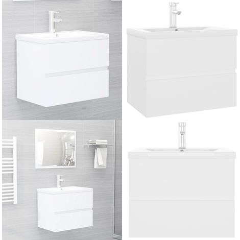 Waschbeckenunterschrank mit Einbaubecken Weiß Holzwerkstoff - Waschbeckenunterschrank - Holzwerkstoff Möbel - Badezimmermöbel - Küchenwäsche - Spüle - Home & Living (1/5)