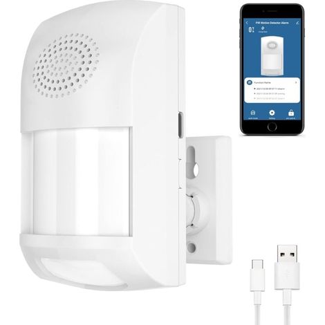 ZVD Sensor de movimiento inteligente, alarma de seguridad inalámbrica WiFi, alarma de sonido y luz de 110 dB, alertas de aplicación gratuitas, detector de movimiento PIR de seguridad para el hogar con (1/4)