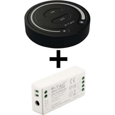 Kit Contrôleur RF 12/24V + Variateur tactile Rond Noir Monochrome - SILAMP