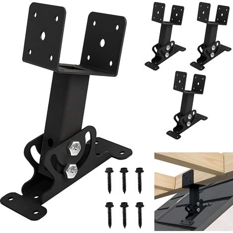 Lot de 4 supports de toit robustes, kit de supports de toit pour pergola, kit de supports de toit réglables en acier inoxydable, convient pour toit en bois, porte ou fenêtre (1/5)