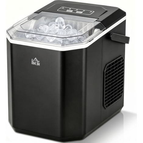HOMCOM Macchina per fare il Ghiaccio 22.2x29.4x29 cm con Cesto e Paletta Nera