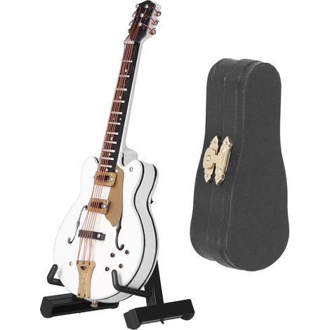 Dekorative Mini-Gitarre in Weiß – handgefertigtes Miniatur-Musikinstrument für Büro und Wohnzimmer (1/5)