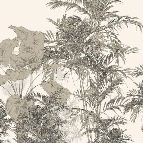 papier peint panoramique feuilles de la jungle beige et marron clair - Sanders & Sanders (1/5)