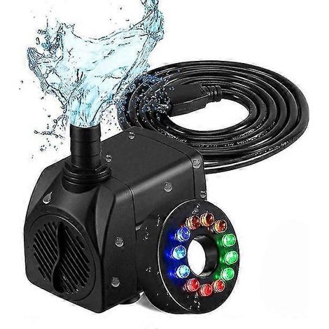 Pompe submersible : 16 watts, 700 litres/heure, avec éclairage LED 12 couleurs (1/3)