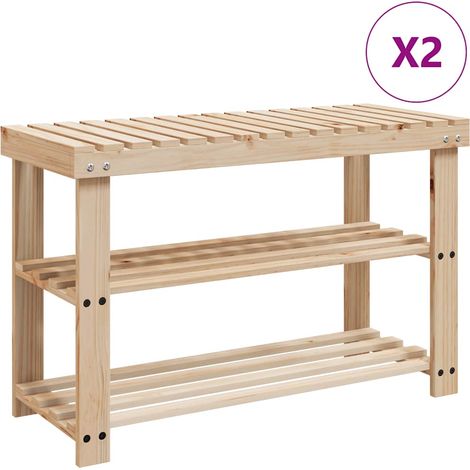 Maison Exclusive - Scarpiera 2 in 1 con Piano d'Appoggio 2 pz in Legno Massello