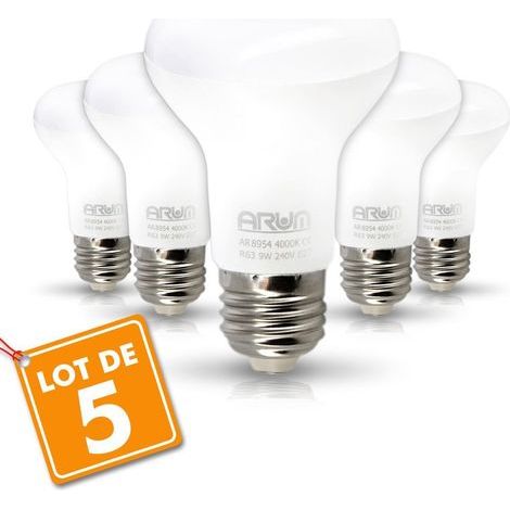 Lot de 5 Ampoules LED Spot R63 E27 9W Eq 60W Température de Couleur: Blanc chaud 2700K (1/5)
