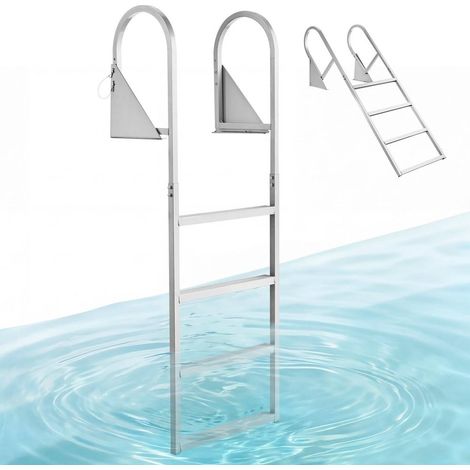 Échelle de Ponton Relevable VEVOR 4 Marches en Alliage d'Aluminium pour Bateau et Piscine 159 kg ZT-F04 (1/5)