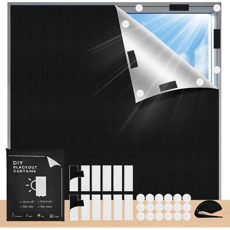 Store Occultant sans Perçage, s'adapte à Toutes Les Formes de Fenêtres, Protection Solaire Film Occultant Fenetre Portable, avec Attaches Auto-adhésives (145l x 200L cm) (1/5)