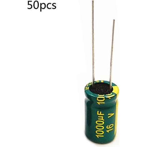 50 condensateurs électrolytiques en aluminium 16 V 1000 µF, tolérance 20 %, pour circuits imprimés DIY (1/5)