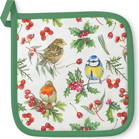 Manique de cuisine oiseaux dhiver  20 x 20 cm (1/2)