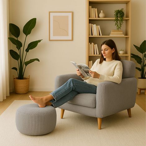 Cord pouf - rundes bodenkissen weich und vielseitig