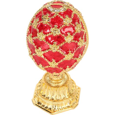 Coffret bijou décoratif rouge style Fabergé, peint à la main, émaillé, avec charnière, boîte à trésors artisanale pour décoration intérieure (1/5)