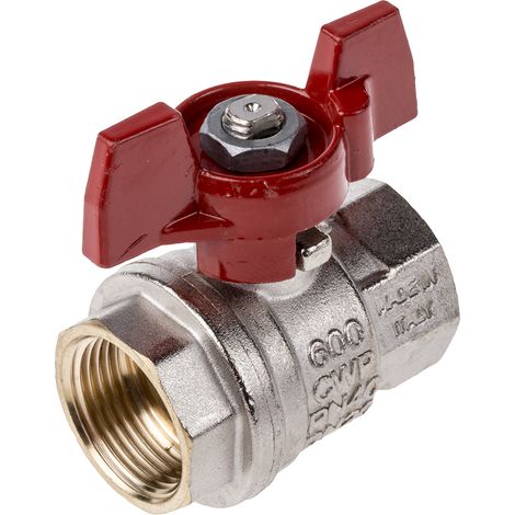 Robinet à boisseau sphérique haute pression en Laiton BSPP 3/4" Poignée Rouge 2 voies ( Prix pour 1 ) (1/2)