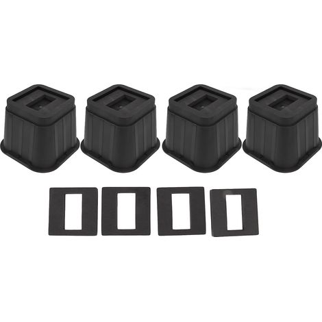 Lot de 4 rehausseurs de meubles en caoutchouc antidérapants de 10 cm (4 pouces) pour lit, rangement, bureau, canapé, chaise, machine à laver (1/5)