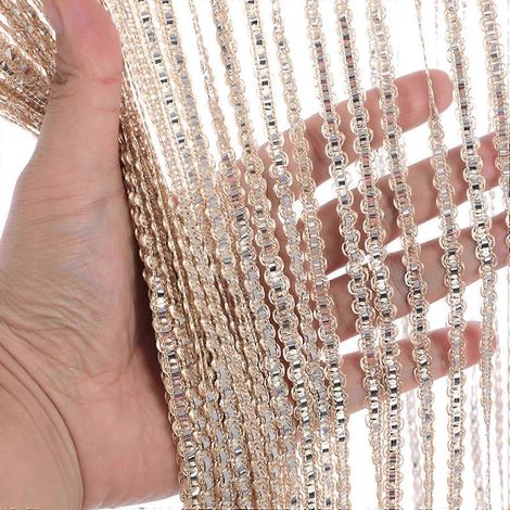 Rideau de perles 100x200cm pour porte, décor de perles de cristal scintillantes couleur champagne (1/5)