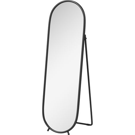 Miroir sur pied ovale 40x160 cm, cadre métal noir, miroir vertical pour entrée, chambre, dressing. (1/5)