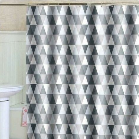 Rideau de douche 200 x 220 cm (200 cm de largeur, 220 cm de hauteur), tissu polyester imperméable anti-bactérien, anti-moisissure, lavable, avec 12 anneaux de rideau de douche (1/4)