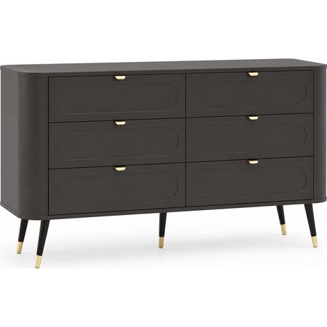 Cassettiera: 6 cassetti, Nero, 138,2 x 40 x 79,7 cm (1/5)