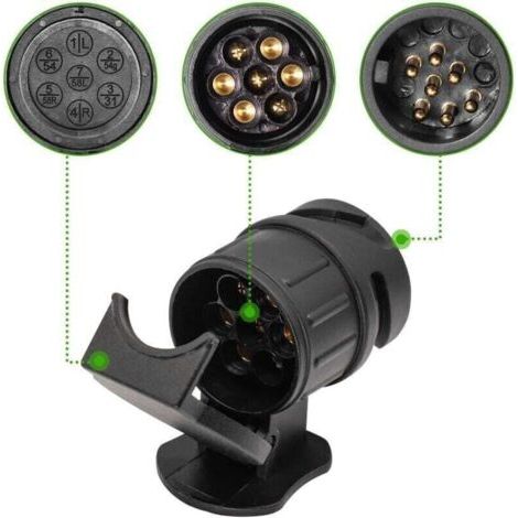 Adaptateur de prise 13 broches vers 7 broches convenant aux remorques de voiture, tracteurs, camping-cars et porte-vélos. (1/3)