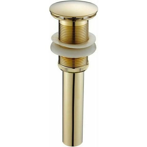 1 ensemble bonde de lavabo, bouchon coudé laiton doré, ressort durable joint étanche, pour salle de bain (1/5)