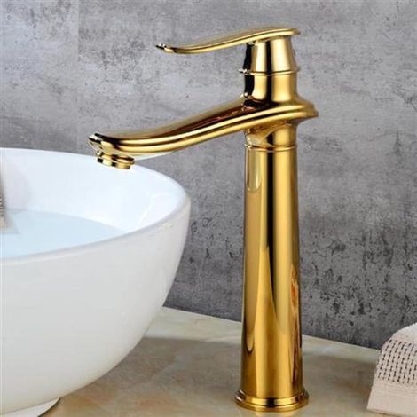 White brass single-lever basin tap, modern design one-piece hot and cold water mixer (1/3)