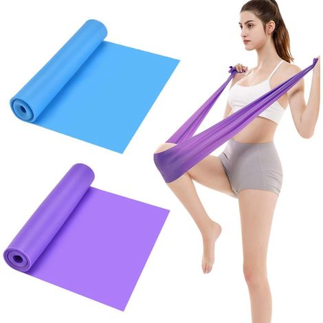 Set di 2 fasce di resistenza unisex da 1,5 m, ideali per Pilates, yoga, riabilitazione, stretching, danza classica, bodybuilding e rafforzamento muscolare.