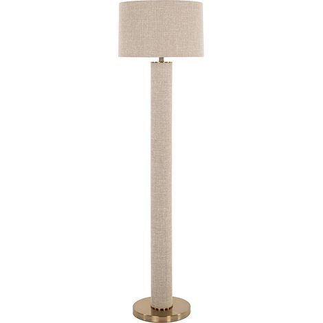Lampadaire beige tissu et métal ambiance chaleureuse salon - Beige naturel effet lin (1/3)